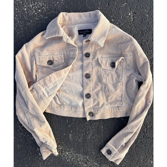Love Tree women’s cropped corduroy button up sherpa jacket sz S pockets winter - Picture 1 of 5